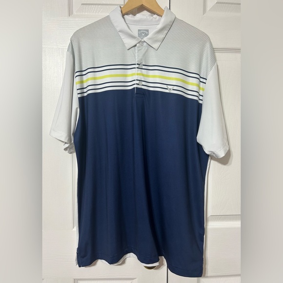 Callaway Men’s Navy Blue White Golf Performance Polo Shirt Opti-Dri Size XL - Picture 1 of 5